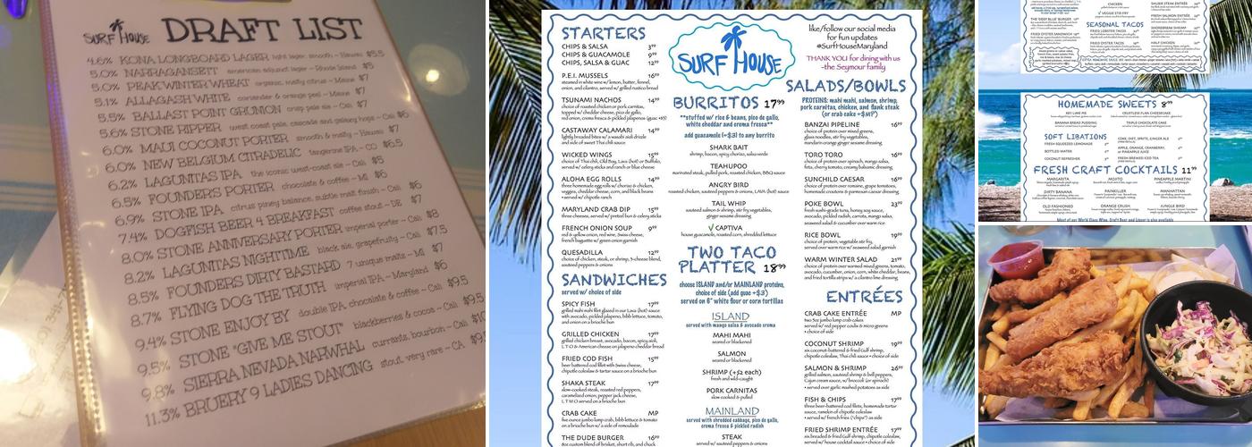 Surf House Island Cantina Menu