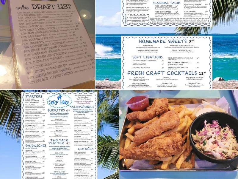 Surf House Island Cantina Menu