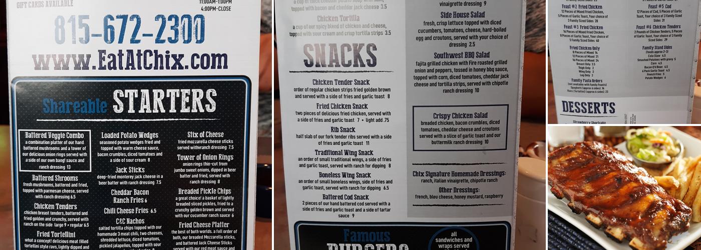 Chix Restaurant Menu