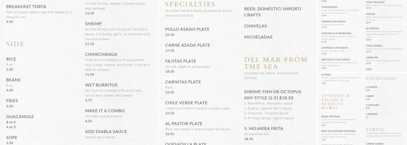 Robert’s Jalapeños Menu