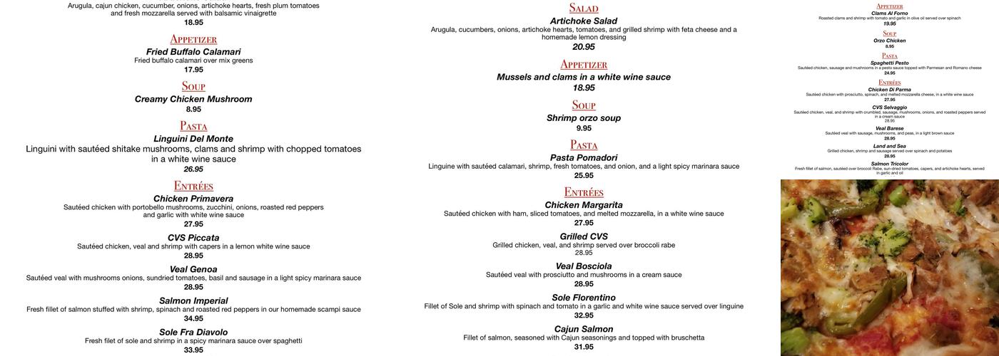 Sonny & Tony's Pizza & Italian Restaurant Menu