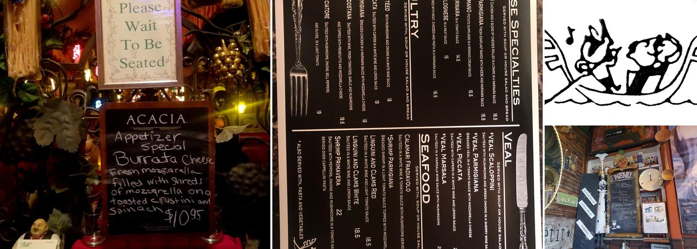 Joe's Italian Dinners Menu