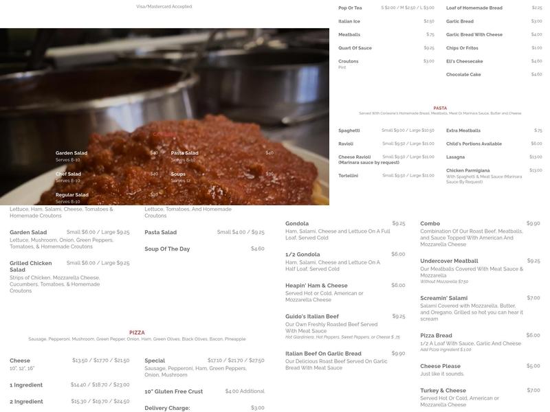 Corleone's Italian Restaurant Menu
