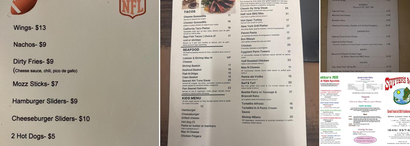 Sutter's Mill Menu