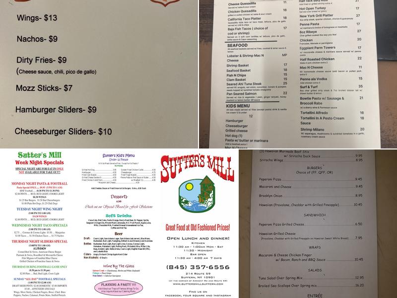 Sutter's Mill Menu