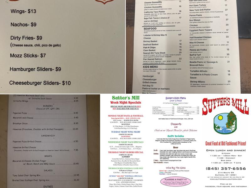Sutter's Mill Menu