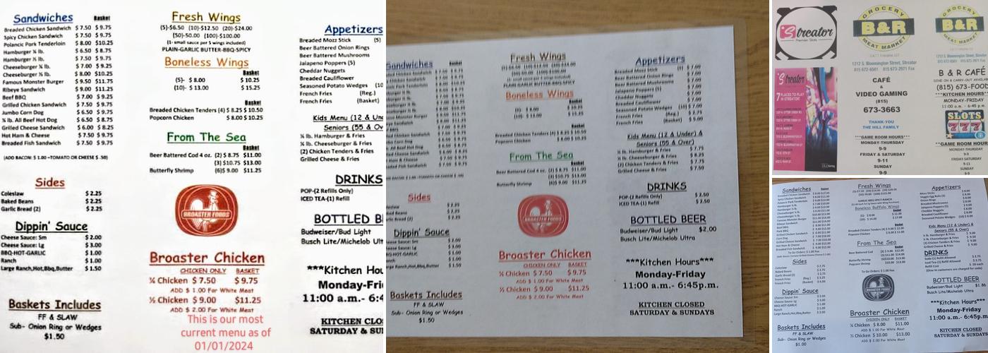 B & R Cafe Menu