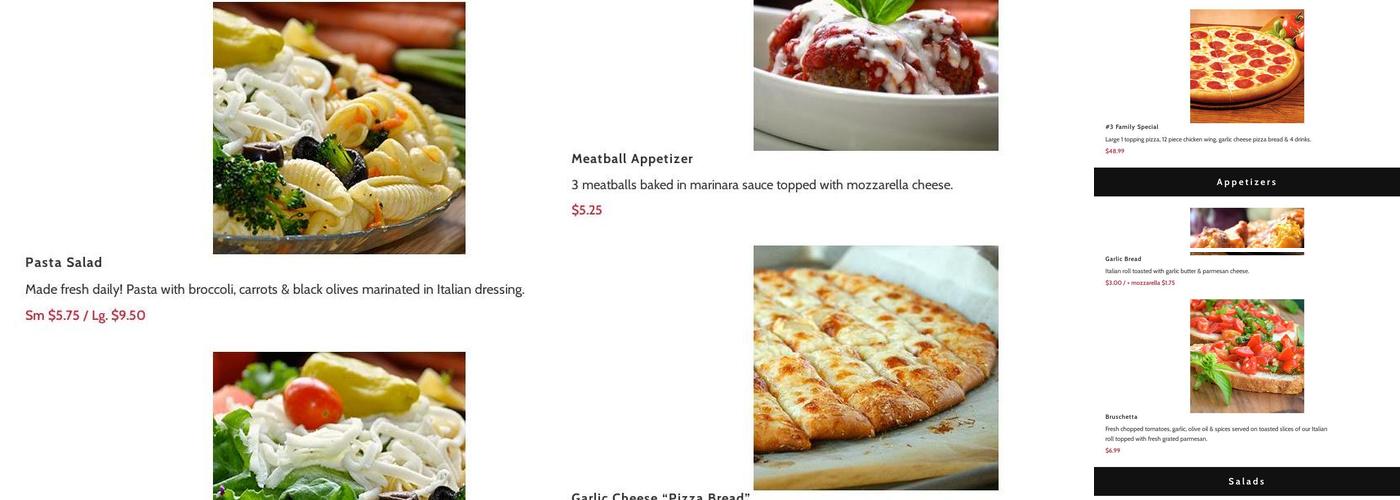 Upper Crust Pizza Menu