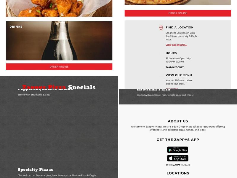 Zappy Pizza Menu