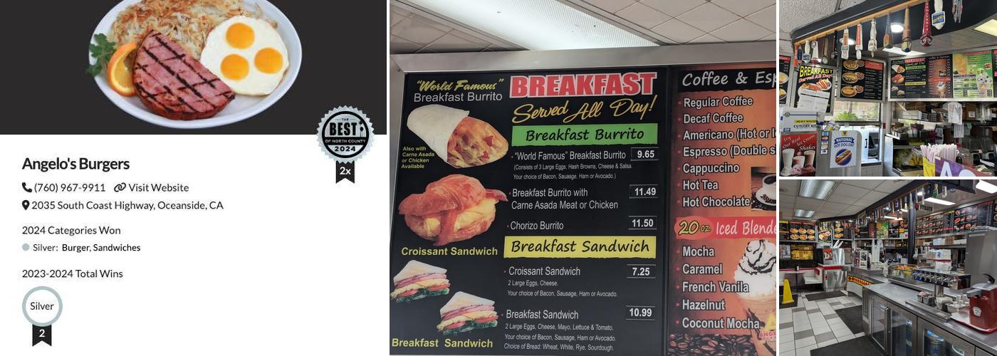 Angelo's Burgers Menu