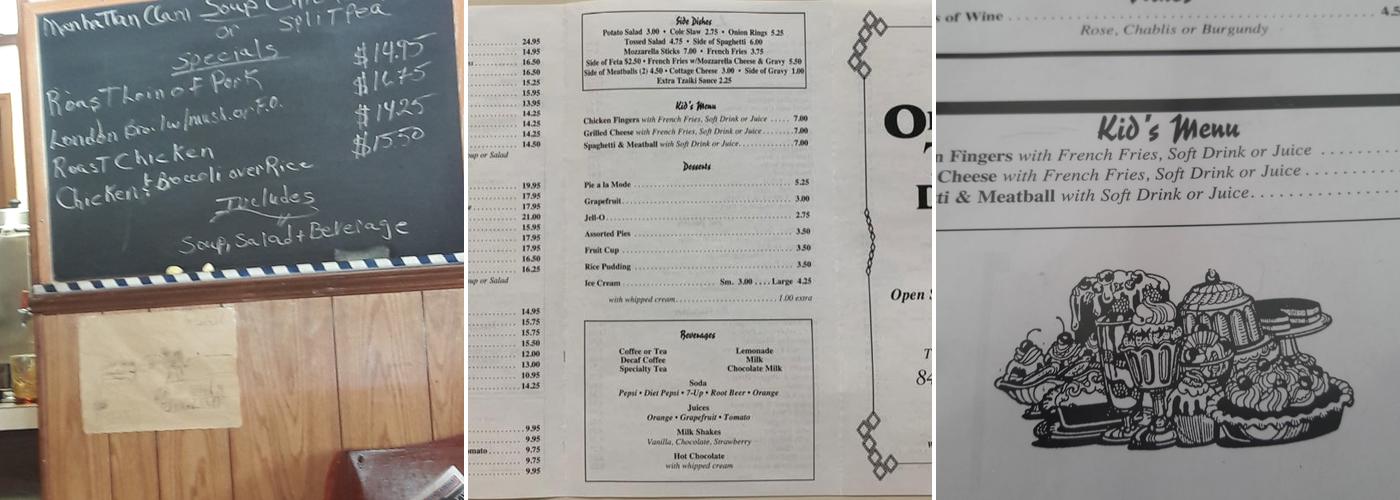Orange Top Diner Menu