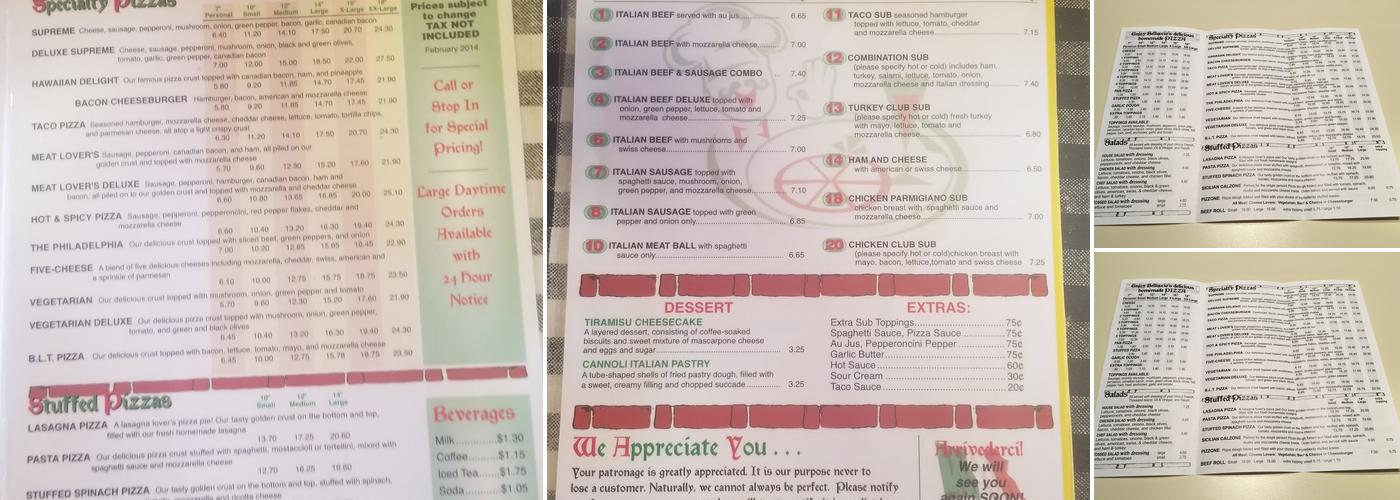 Belluccio's Menu