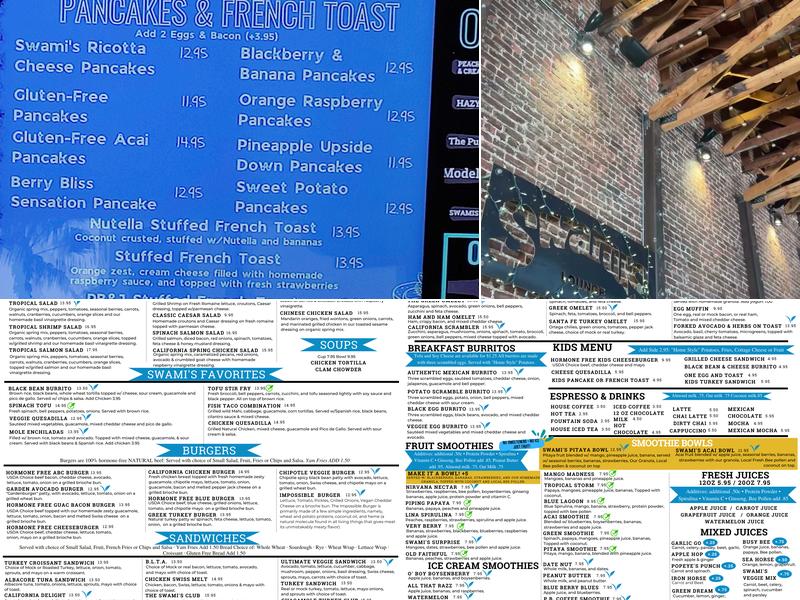 Swami's Cafe Oceanside Menu
