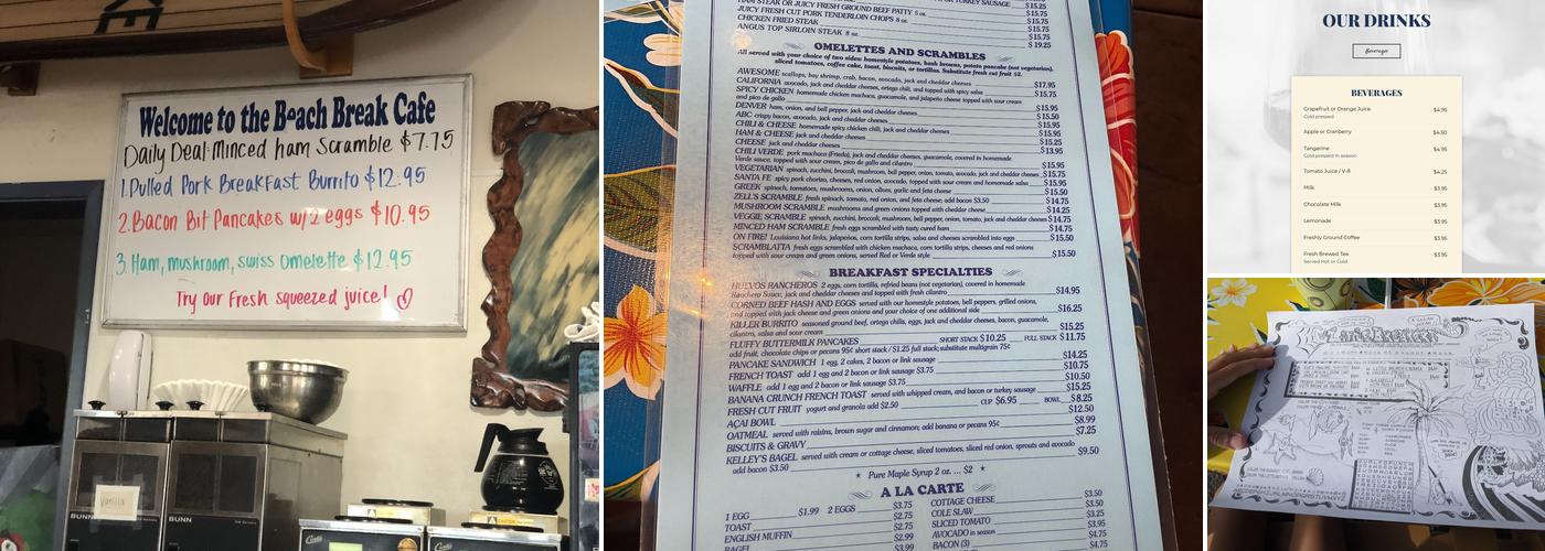 Beach Break Cafe Menu