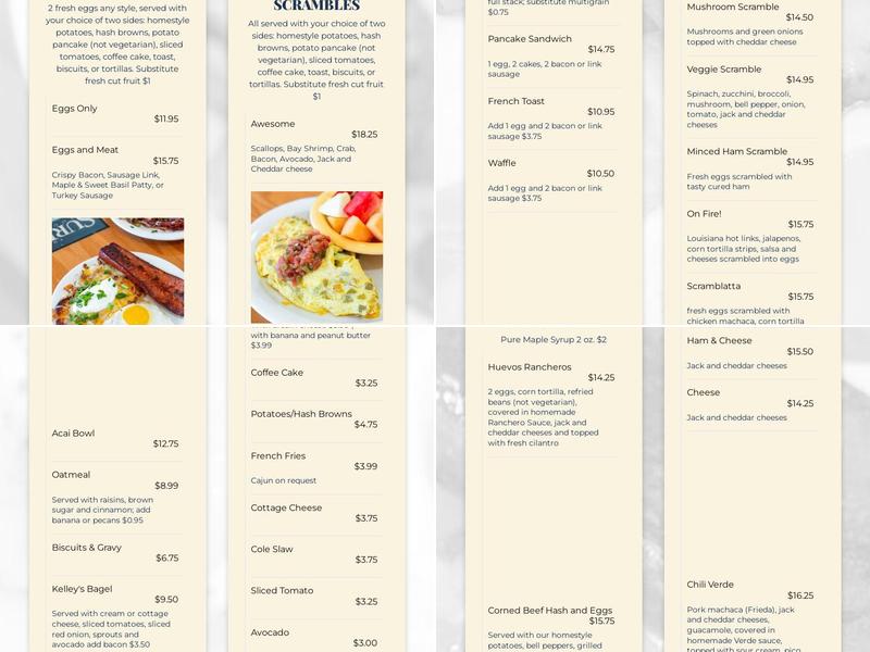Beach Break Cafe Menu