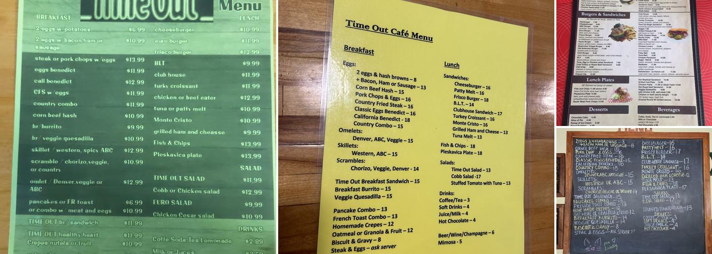 TIME OUT CAFE Menu