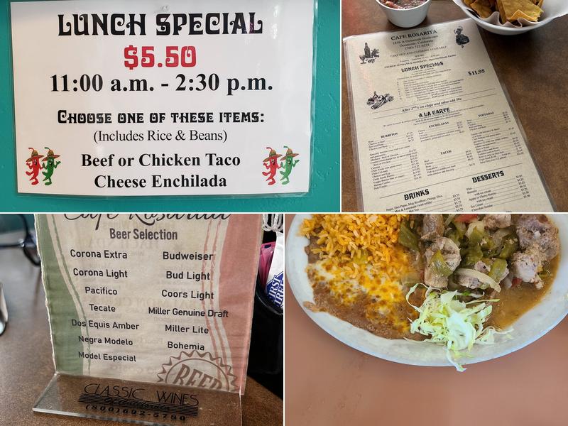 Cafe Rosarita Menu