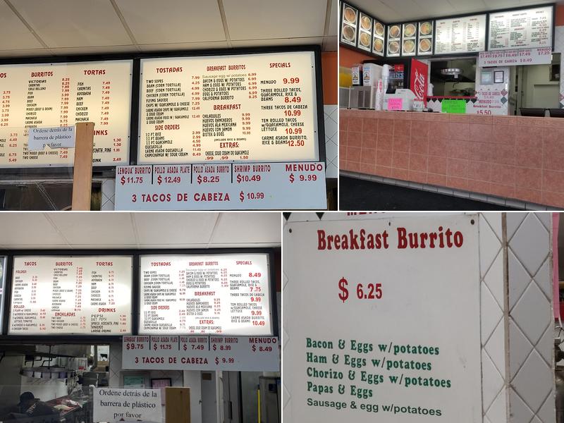Victoria's Mexican Food Menu