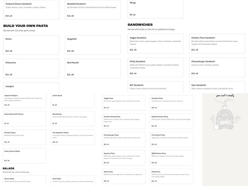 The Italian Village Menu