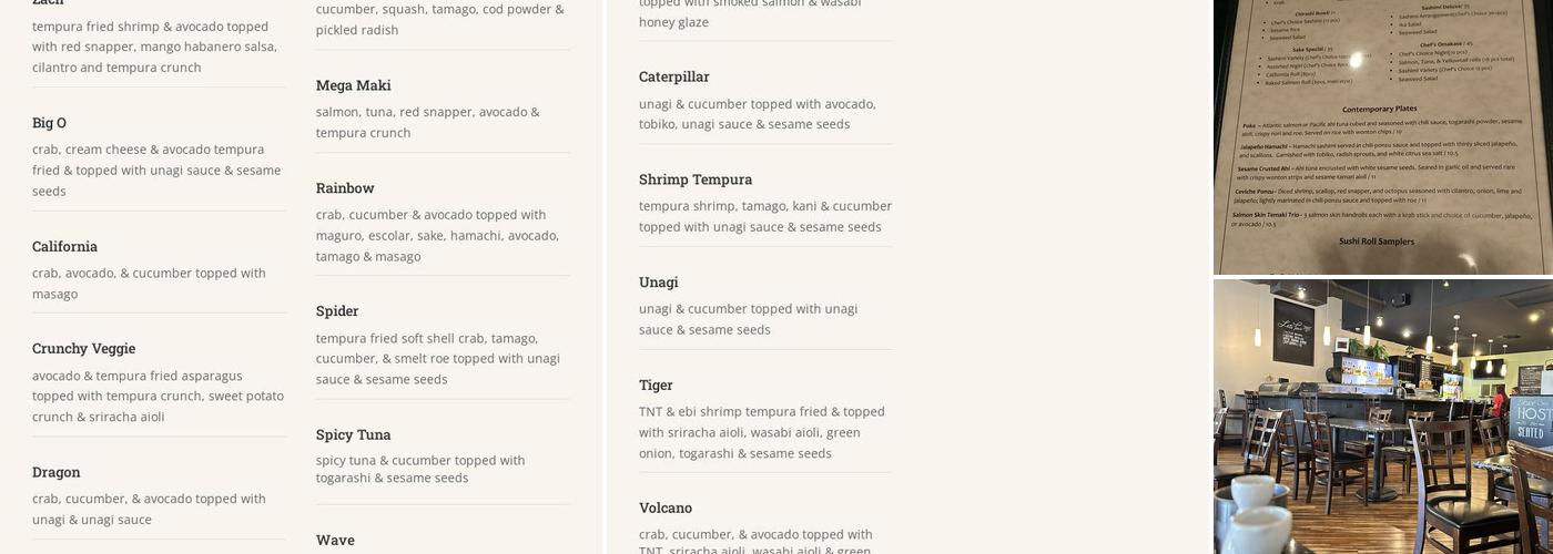 Sake Japanese Bistro and Bar Menu