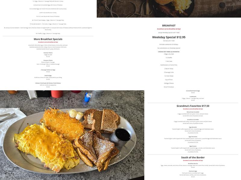 Grandma's Restaurant Menu