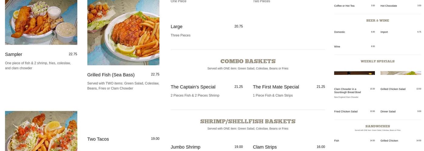 Harbor Fish & Chips Menu