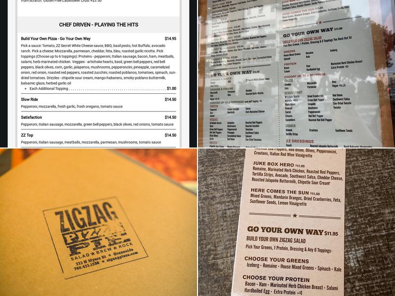 ZIGZAG Pizza Menu