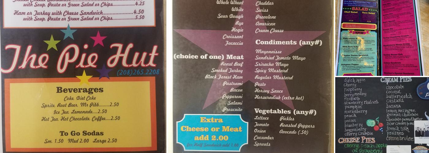 Pie Hut Menu