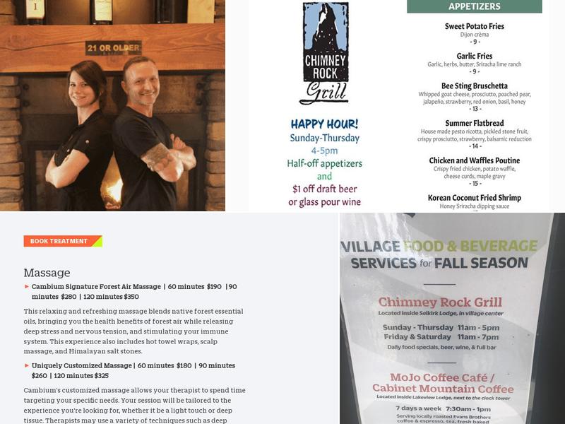 Chimney Rock Grill Menu