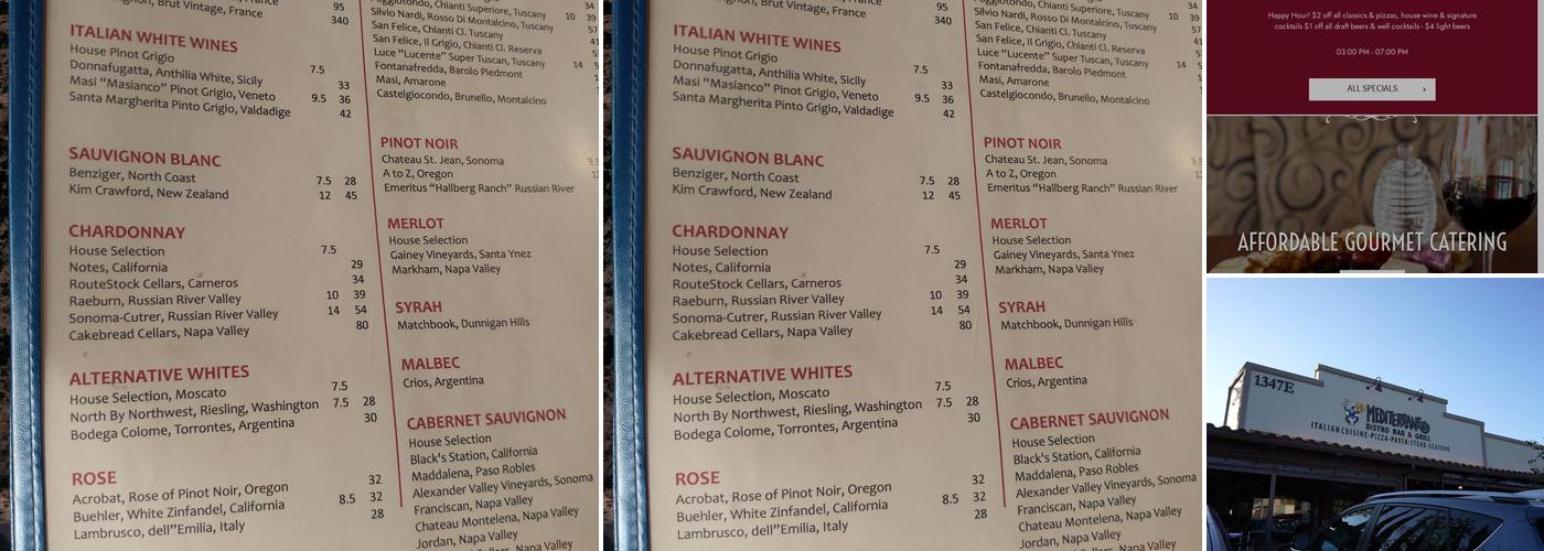 Mediterraneo Menu