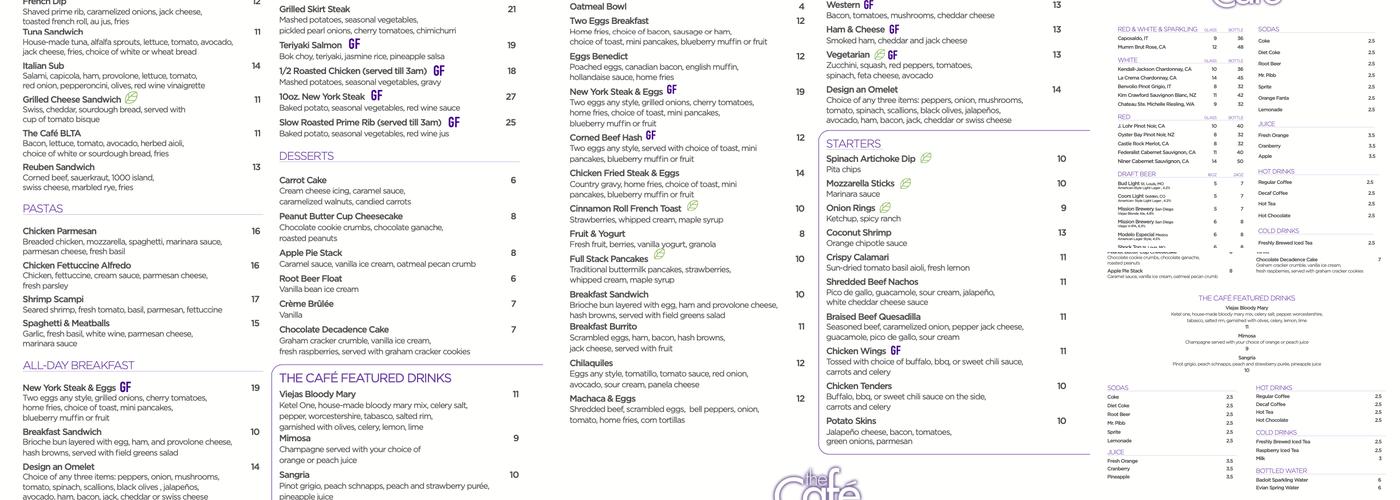 The Cafe Menu