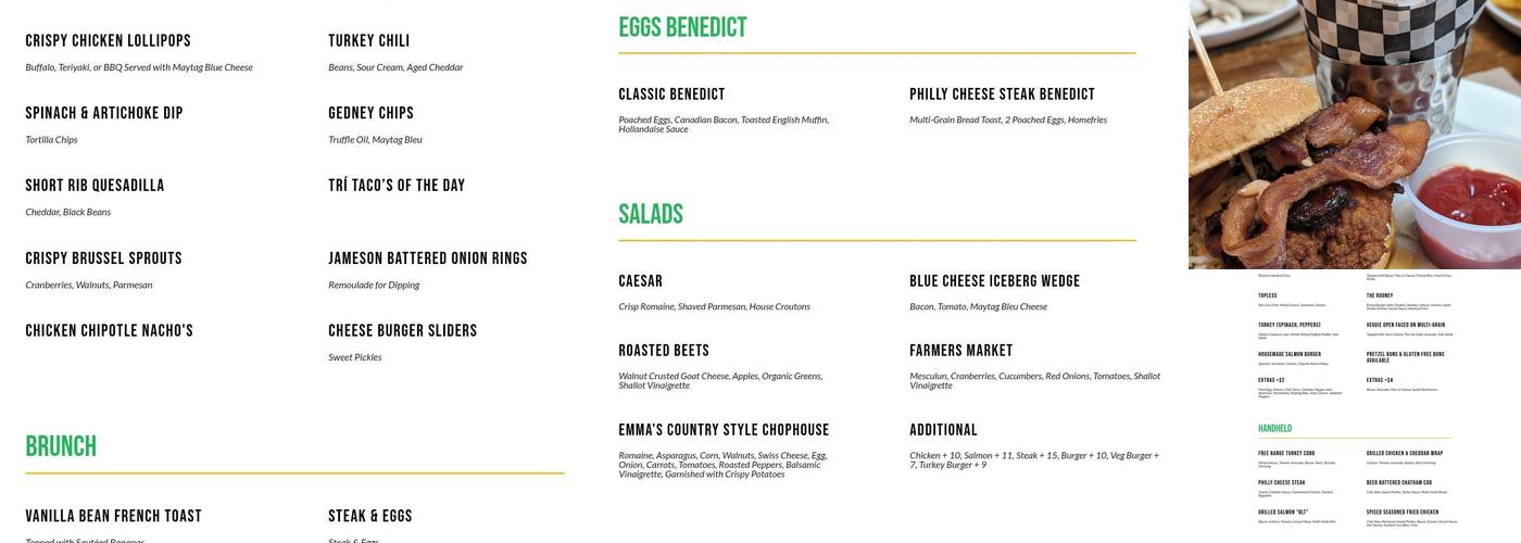 Emma's Ale House Menu