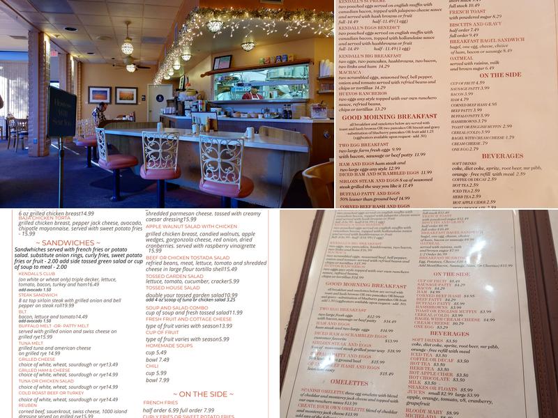 Kendall's Cafe Menu