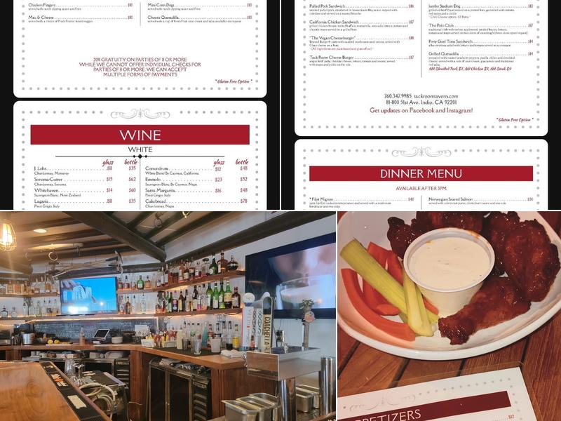 Tack Room Tavern Menu