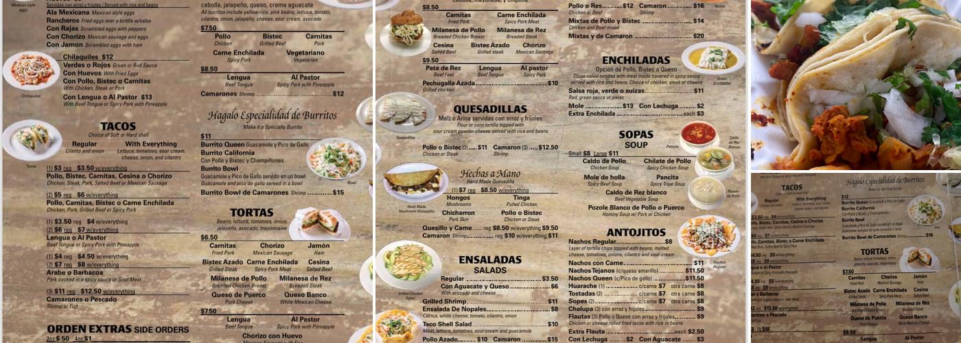 Queen of Tacos Menu