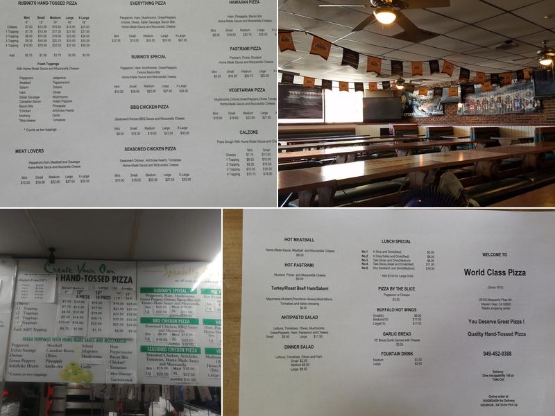 WORLD CLASS PIZZA Menu