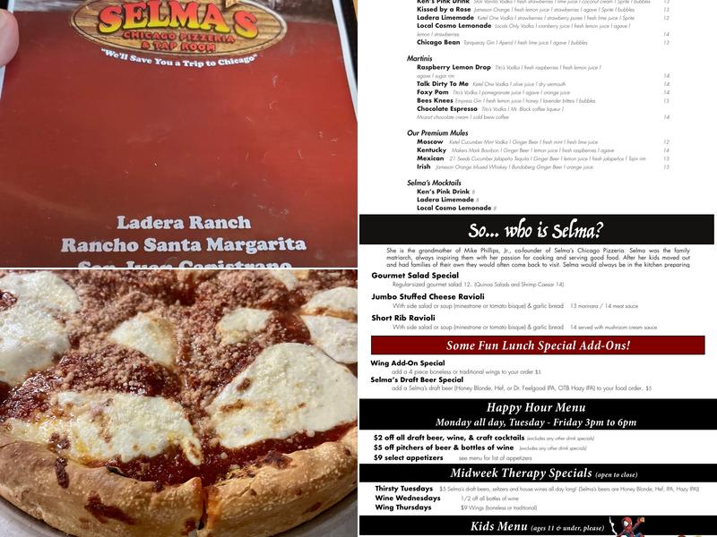 Selma's Chicago Pizzeria & Tap Room San Juan Menu