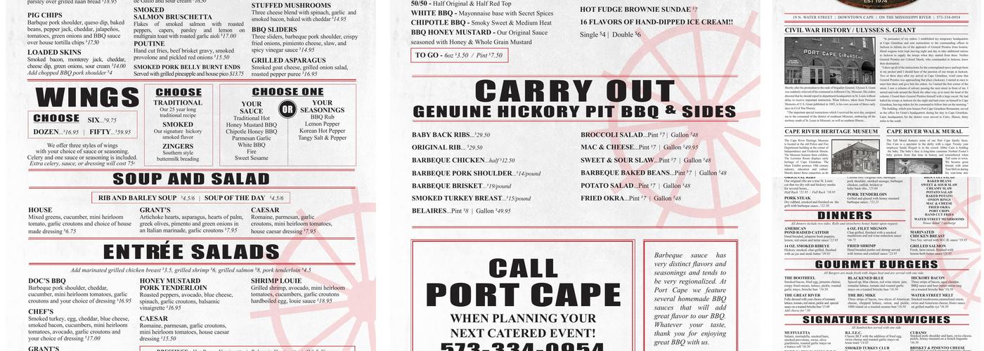 Port Cape Girardeau Restaurant and Lounge Menu