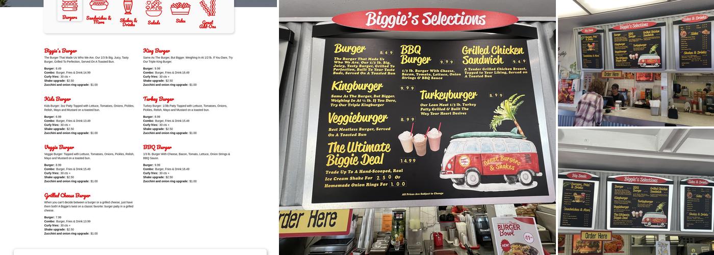 Biggie's Burgers Menu
