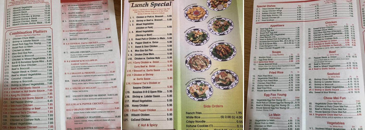 Great Wall Chinese Restaurant Menu