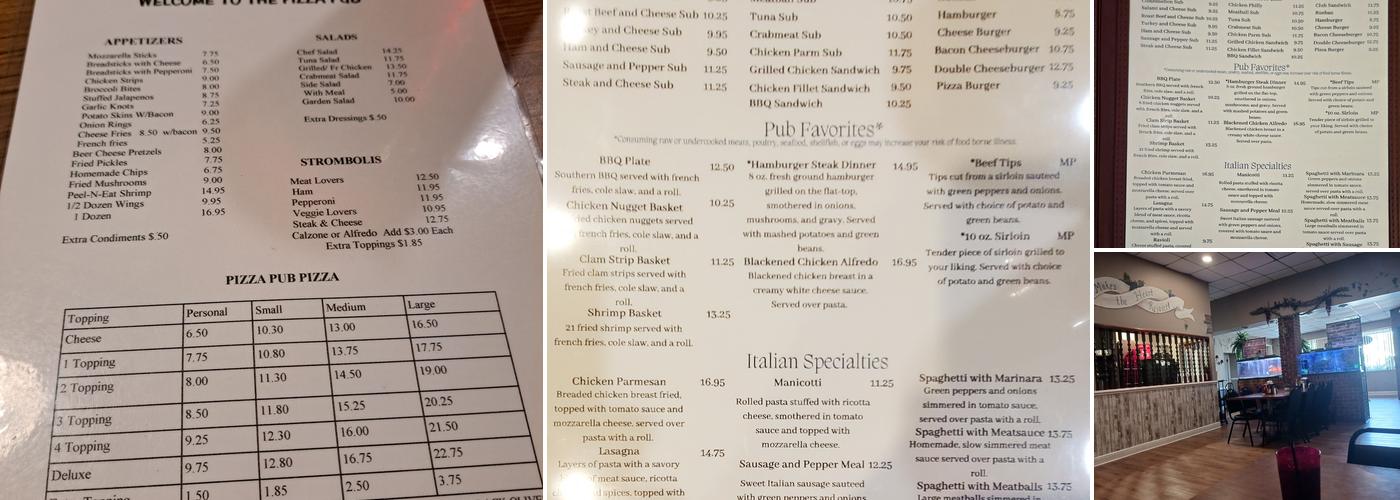 Pizza Pub Menu