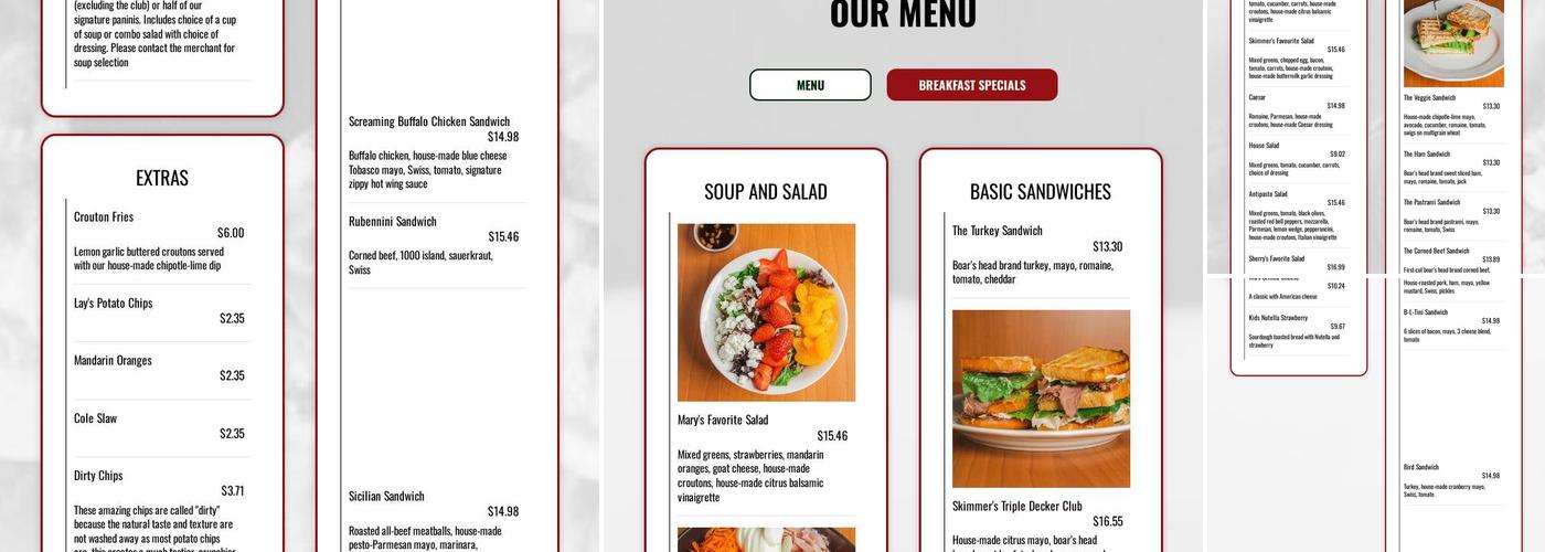 Skimmer's Panini Grill Menu
