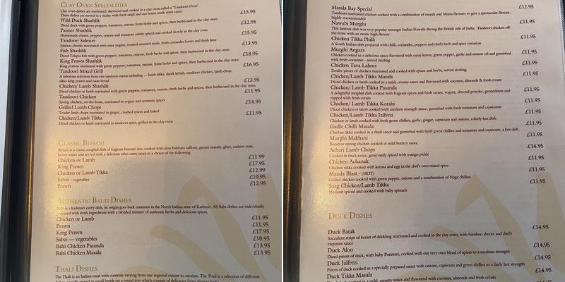 Masala Bay Menu