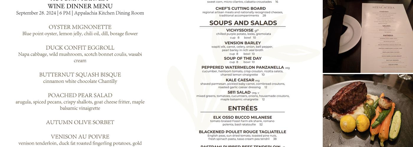 Appalachia Kitchen Menu