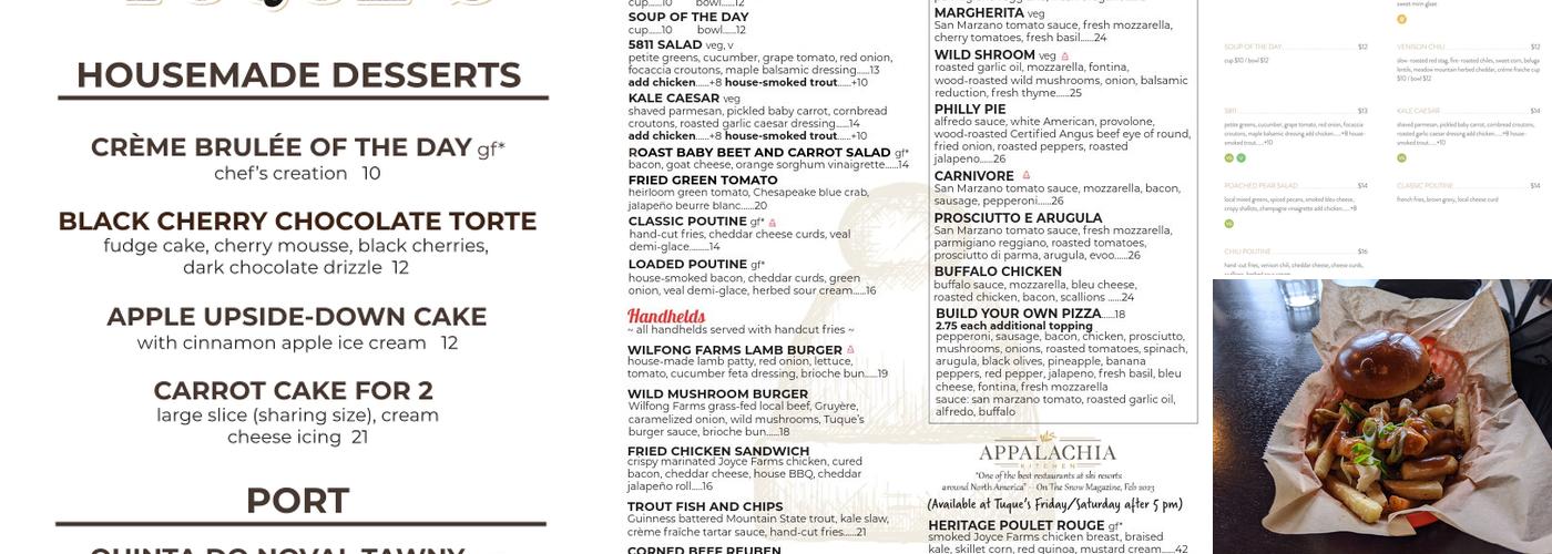 Tuque's Bar and Grill Menu