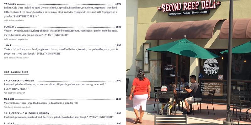 Second Reef Deli Menu