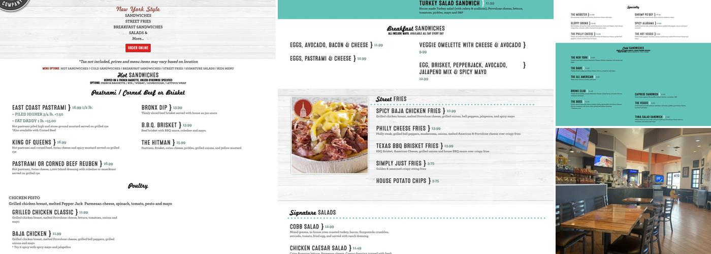 Bronx Sandwich Company Menu