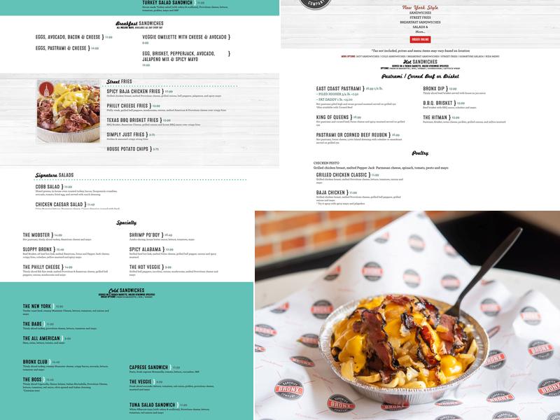 Bronx Sandwich Company Menu