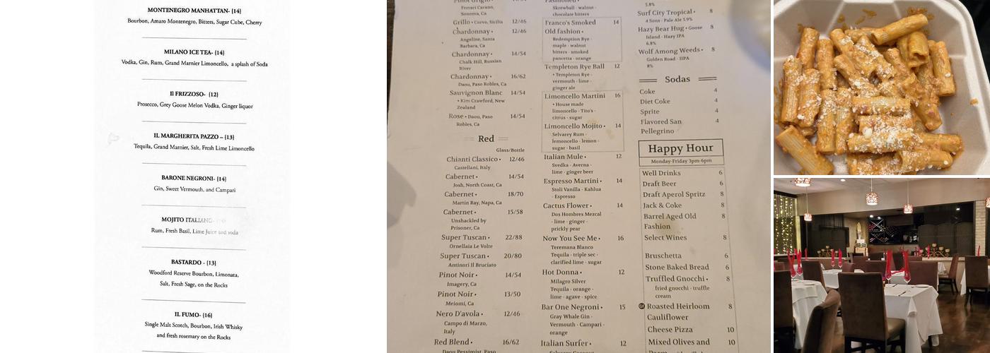 Bar One Menu