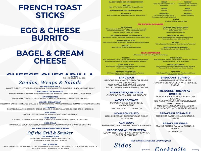 Monarch Cafe Menu